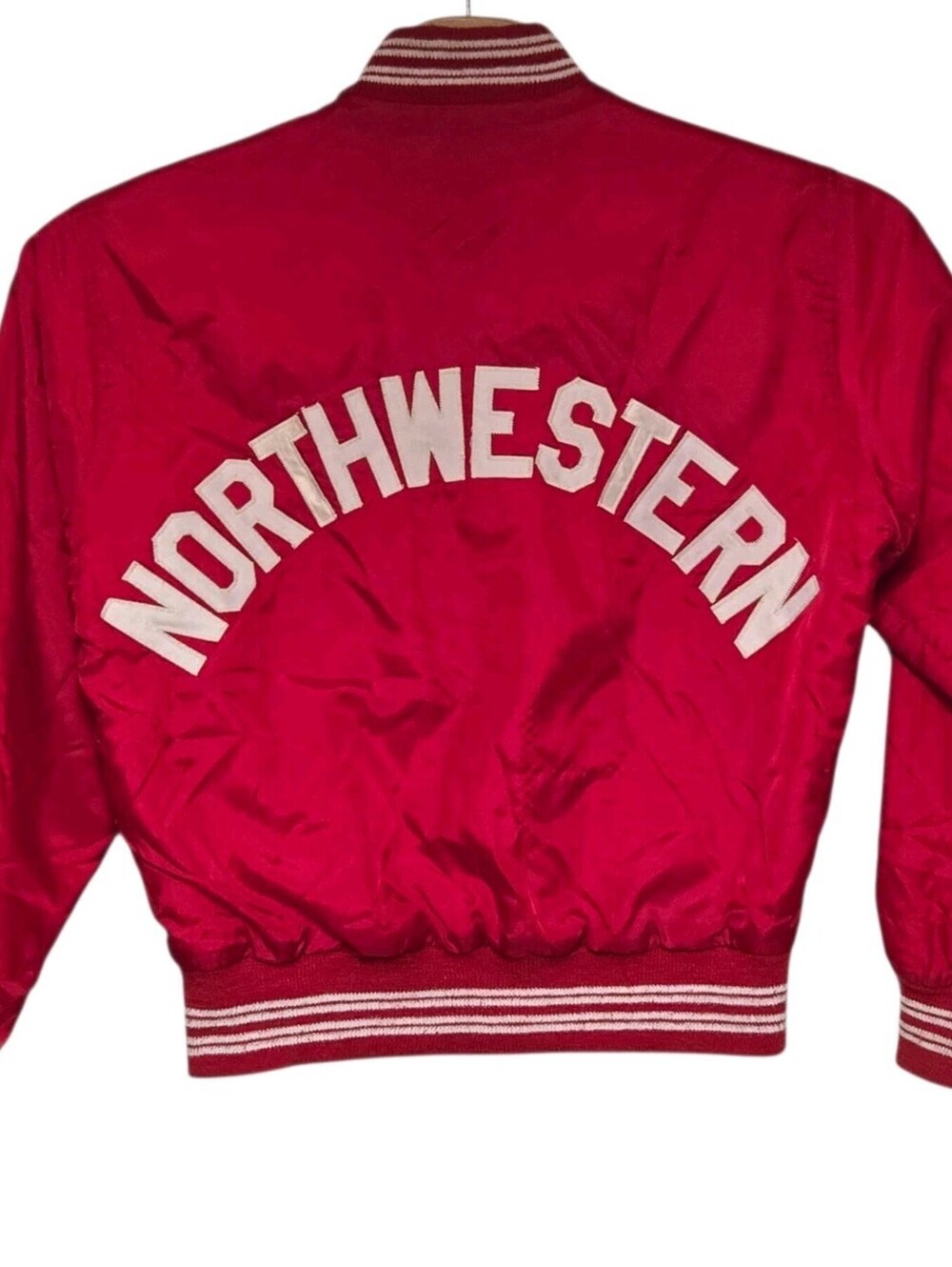 Vintage Northwestern University Satin Bomber Jacket Adult Size Medium Red Stitch